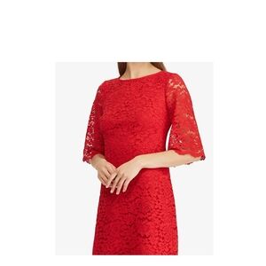 Polo by Ralph Lauren Red Sheath Dress with Bell Sleeves